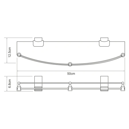 Полка для ванной Wasserkraft Leine K-5044WHITE с бортиком