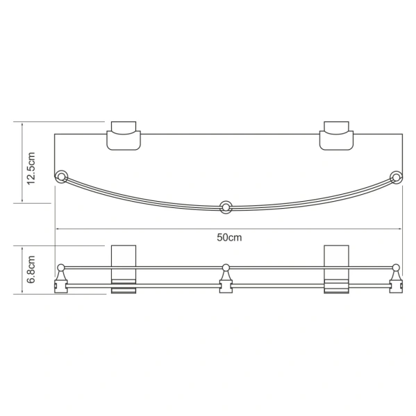Полка для ванной Wasserkraft Leine K-5044WHITE с бортиком