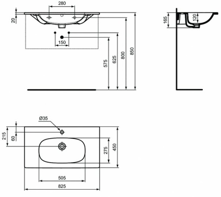 Раковина Ideal Standard Tesi 80 T350901 Euro White
