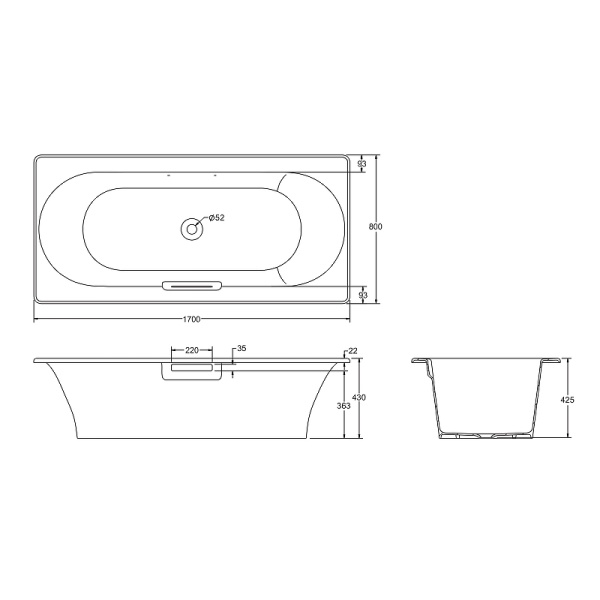 Чугунная ванна Jacob Delafon Volute 170x80 E6D901-0 с антискользящим покрытием