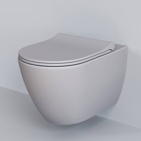 Унитаз Queen 113T20301R (570*360*400) СЕРЫЙ МАТОВЫЙ подвесной БЕЗОБОДКОВЫЙ, 1 место