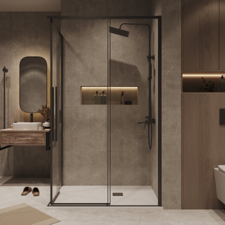 Душ.ограждение 300.K33.01.1090.21.00 Galaxy (100*90*195) черный матовый, стекло прозрачное, 2 места