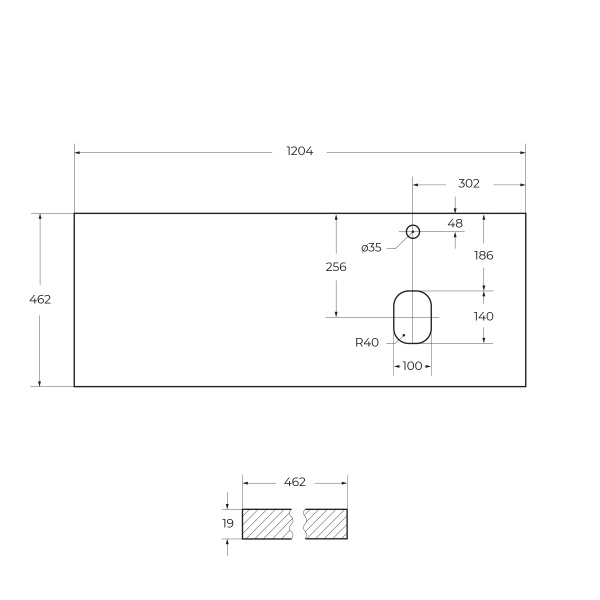Столешница из МДФ BelBagno EK-120-AS-BL-R Bianco Lucido