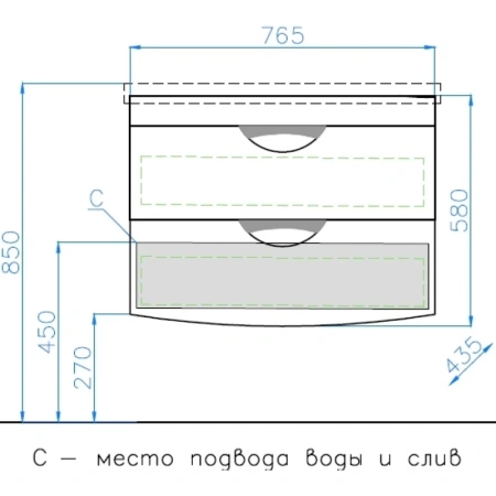 Тумба  подвесная "Жасмин 2" (2 ящ.), Комо 80, Люкс белая, PLUS